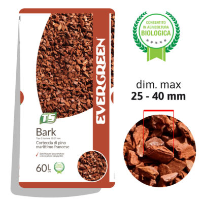 Corteccia Evergreen Bark 60 litri - dim.max.25-40 mm